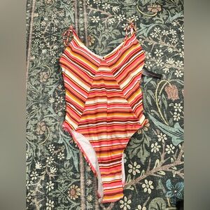Striped Multicolor Swimsuit Medium New With Tag
